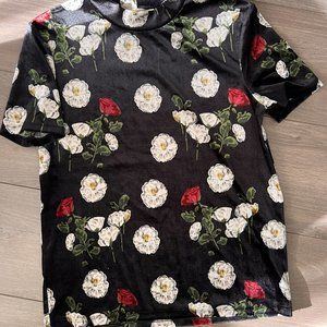 Zara Trafaluc Top Black Floral Print